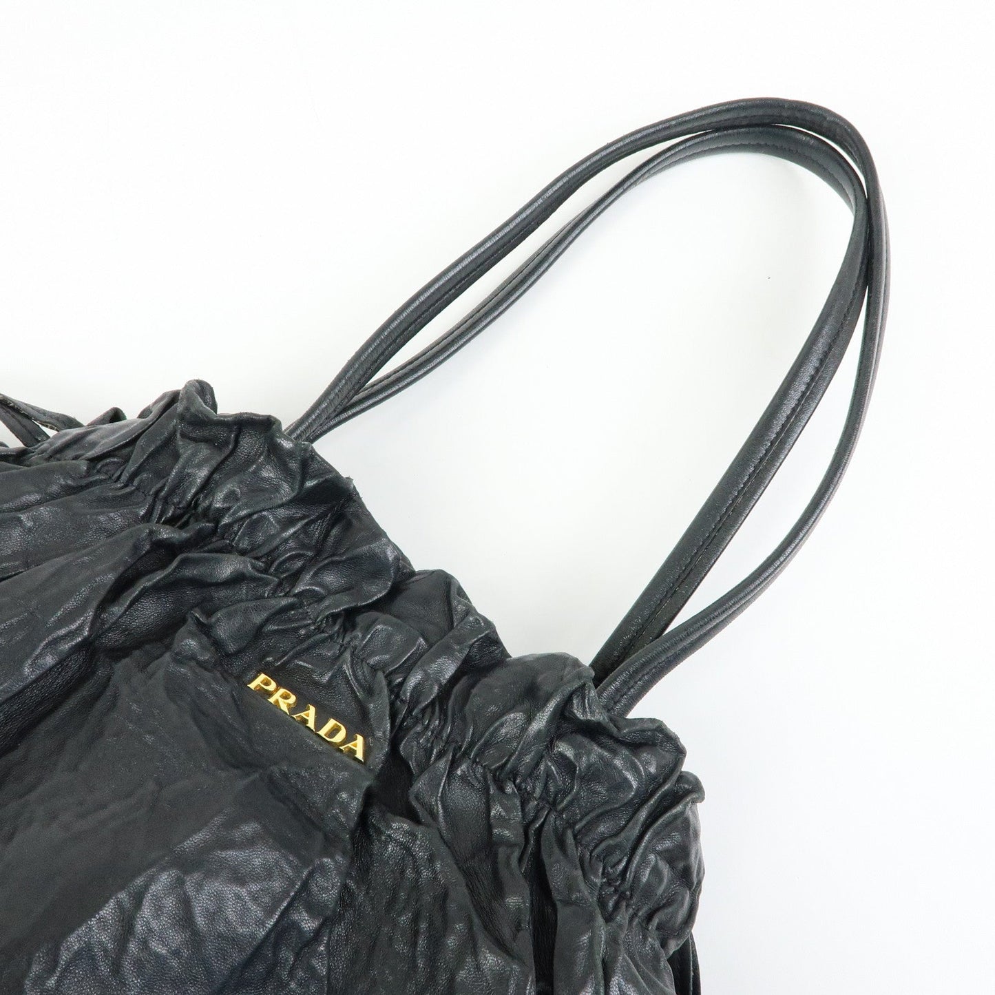 Prada Leather Drawstring Shoulder Bag Hand Bag Black【Pre-order】