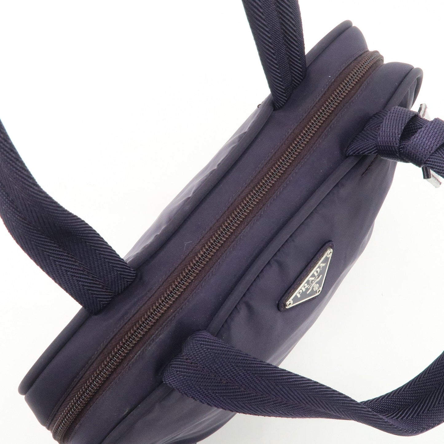 Prada Triangle Logo Leather Nylon Hand Bag Purple B8495【Pre-order】