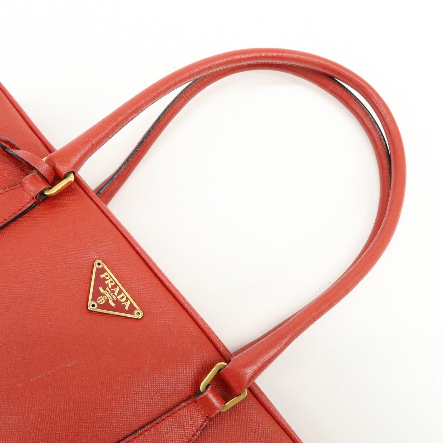 Prada Triangle Logo Saffiano Leather Shoulder Bag Hand Bag Red【Pre-order】