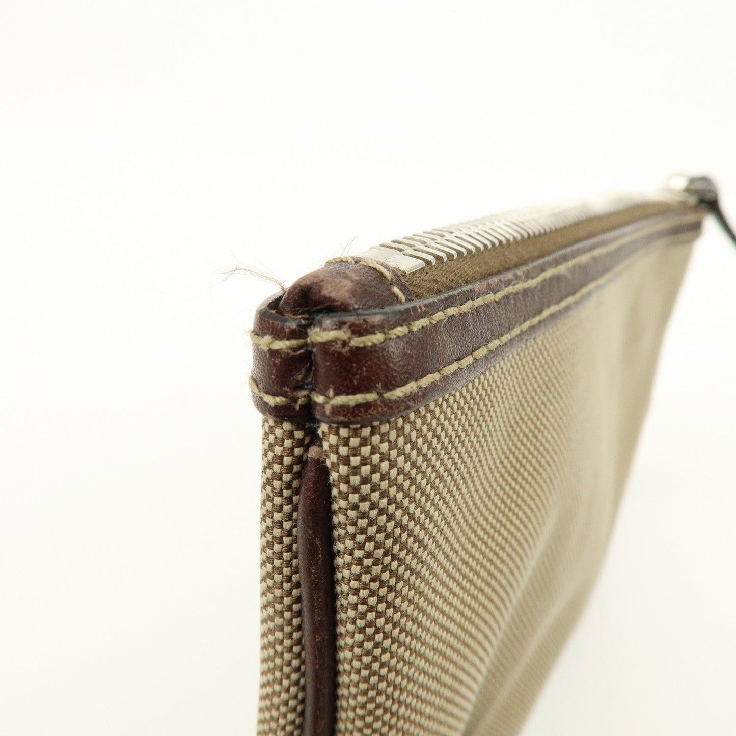 Prada Logo Jacquard Leather Pouch Cosmetic Case Beige Brown【Pre-order】