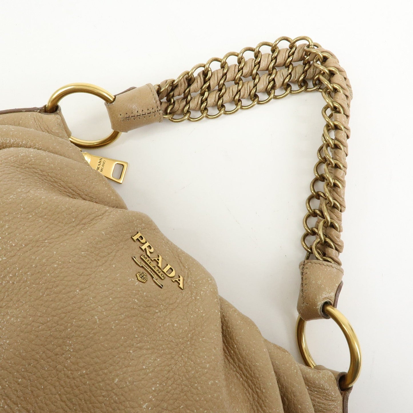 Prada Logo Leather Chain One Shoulder Bag Light Brown BR4243【Pre-order】