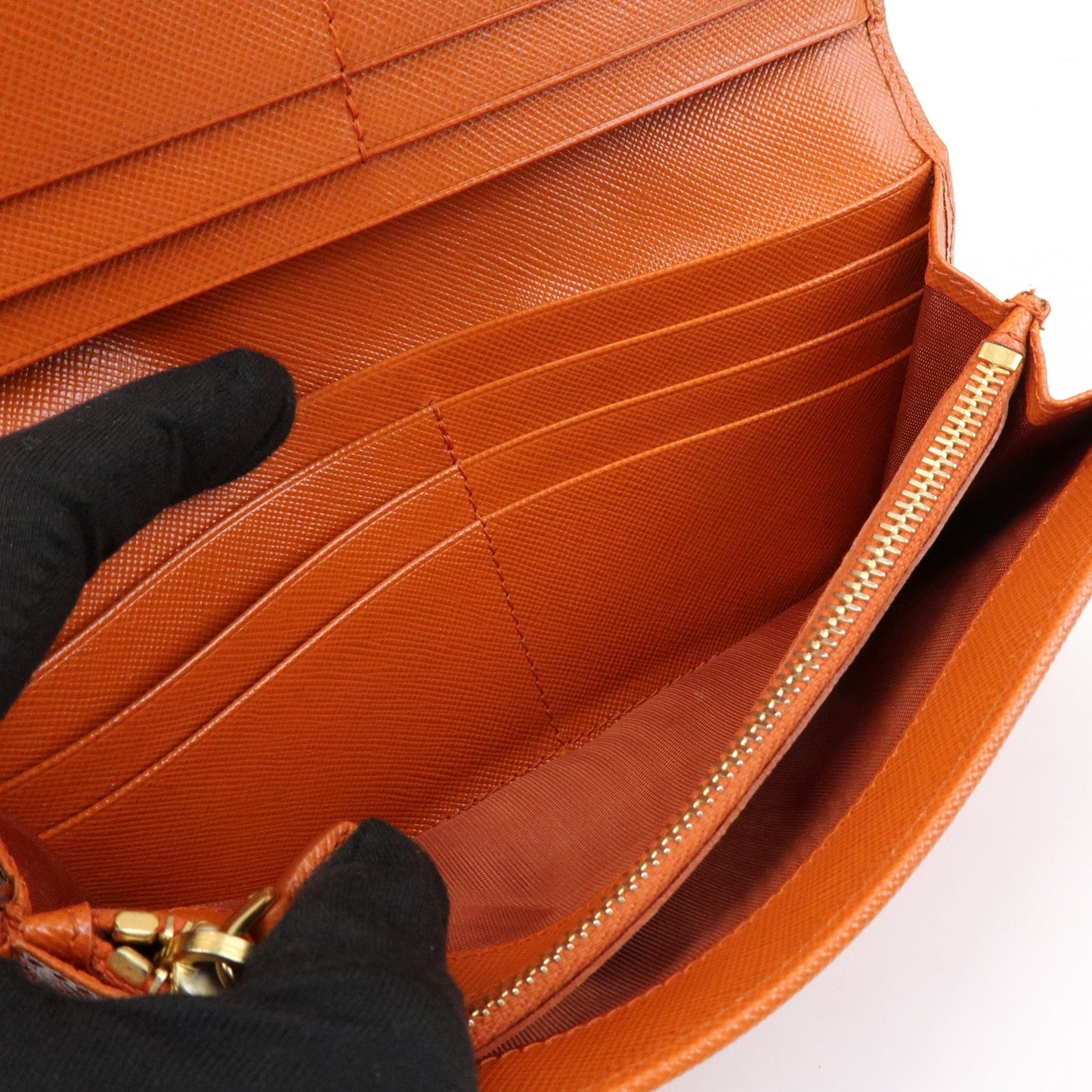 Prada Saffiano Leather Ribbon Flap Long Wallet Orange 1M1132【Pre-order】
