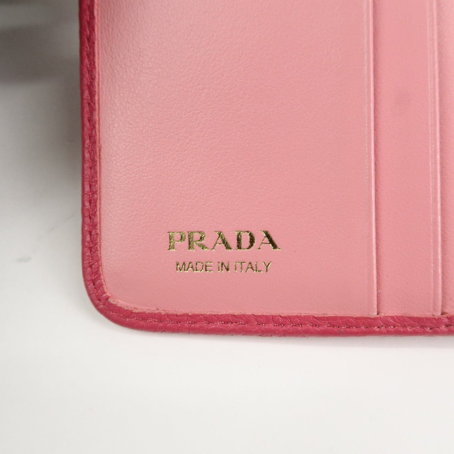 Prada Logo Leather Bi-Fold Wallet Small Wallet Pink 1ML018 Used【Pre-order】