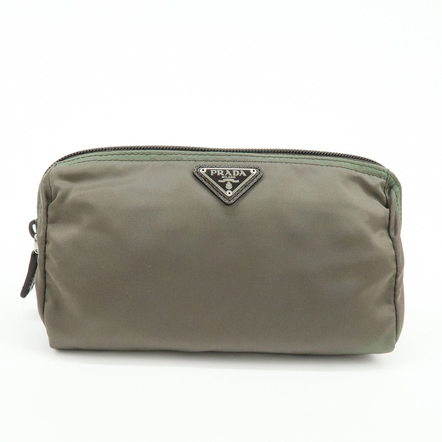 Prada Triangle Logo Set of 2 Nylon Pouch Cosmetic Pouch Red Khaki【Pre-order】