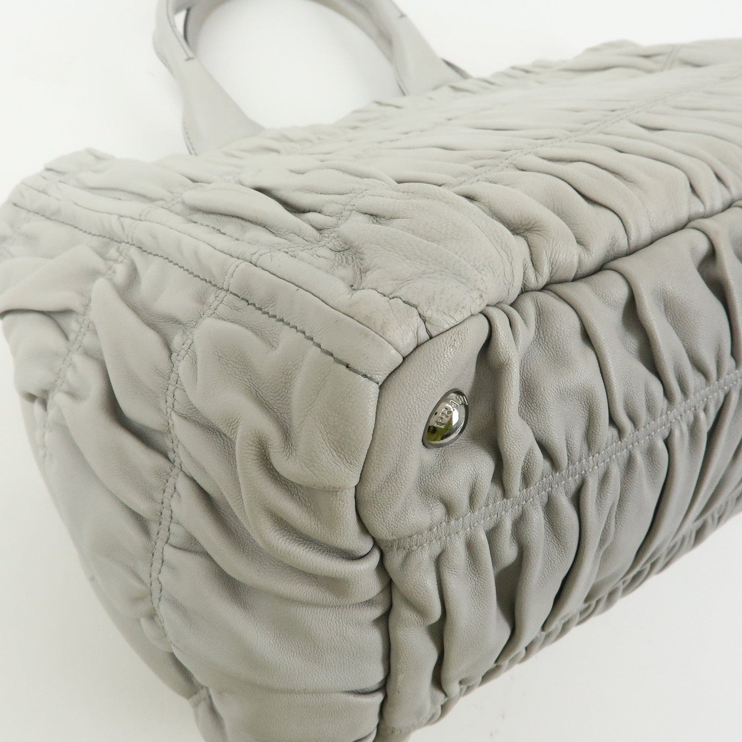 Prada Canapa Nappa Gaufre Leather Gathered Large Tote Hand Bag【Pre-order】