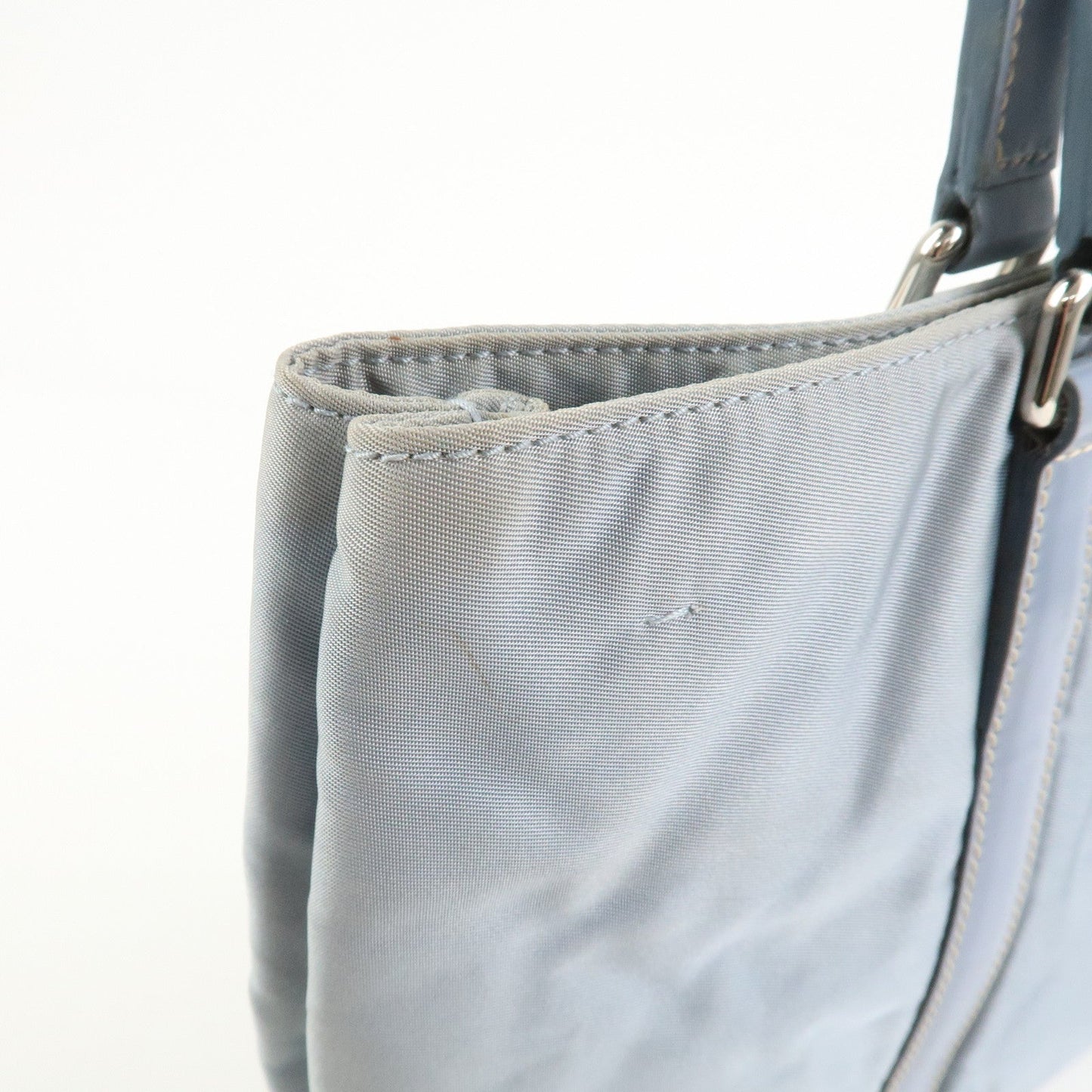 Prada Triangle Logo Nylon Leather Hand Bag Light Blue【Pre-order】