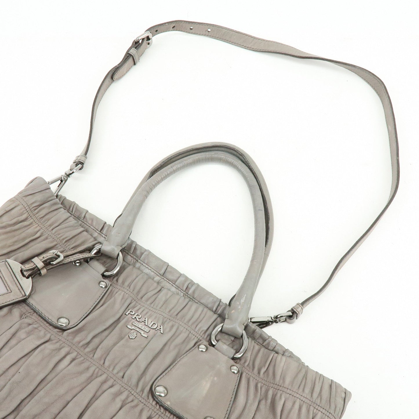 Prada Logo Leather 2Way Bag Hand Bag Shoulder Bag Gray【Pre-order】
