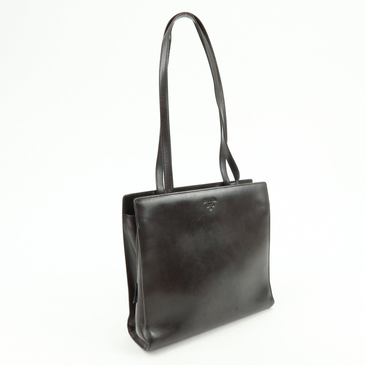 Prada Logo Leather Tote Bag Shoulder Bag Dark Brown【Pre-order】