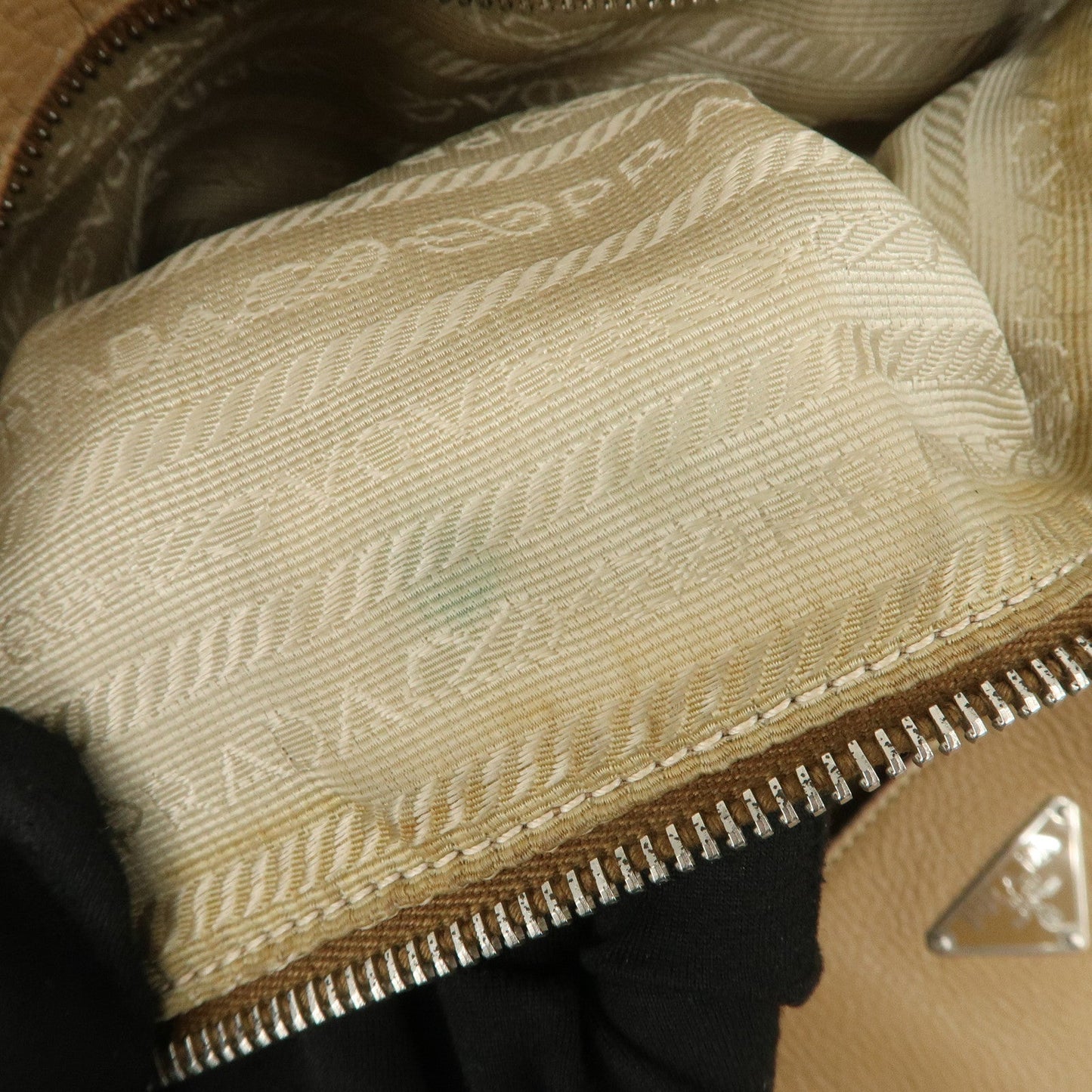 Prada Triangle Logo Leather Shoulder Bag Hand Bag Beige【Pre-order】