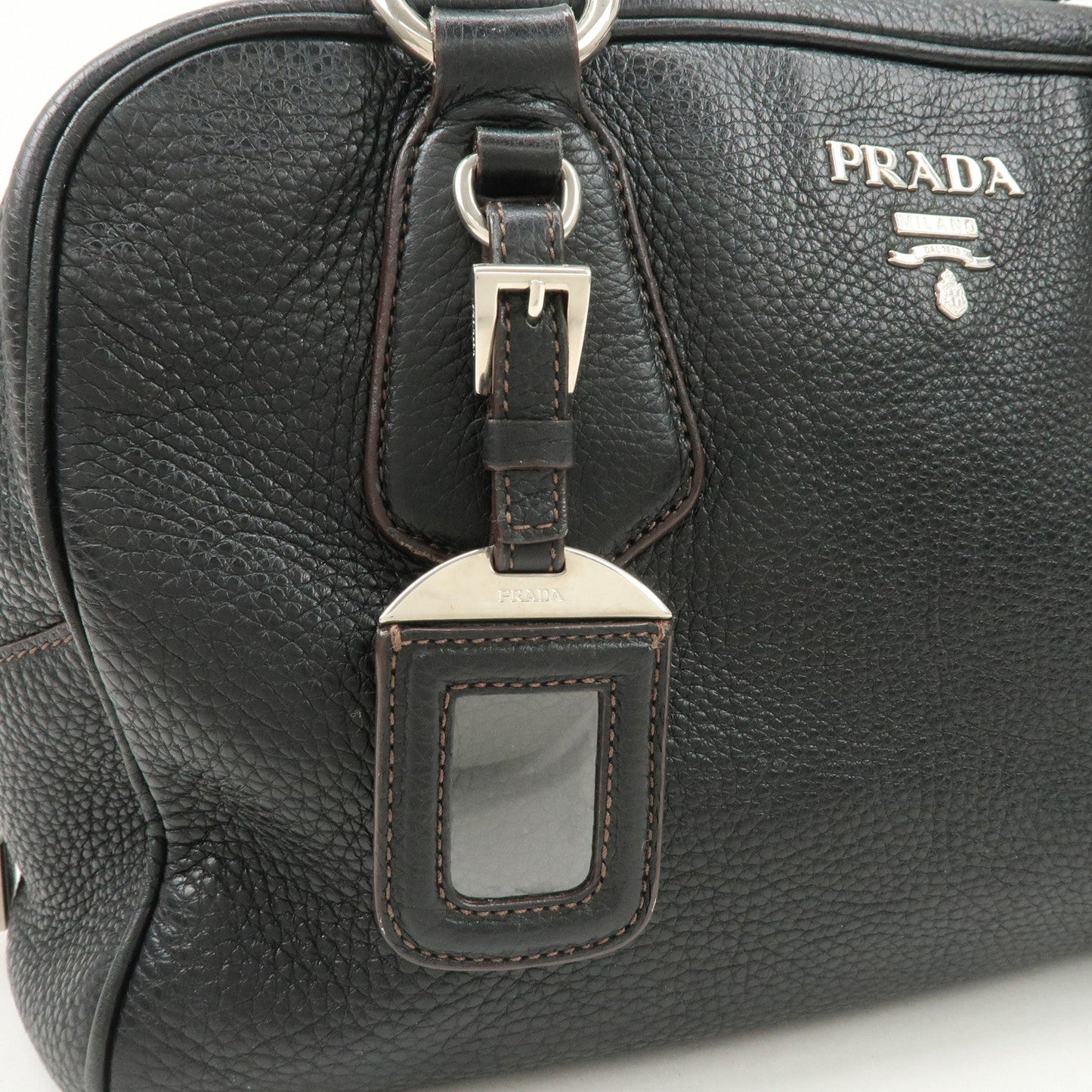 Prada Logo Leather Hand Bag Mini Boston Bag Black BL0471 Used【Pre-order】