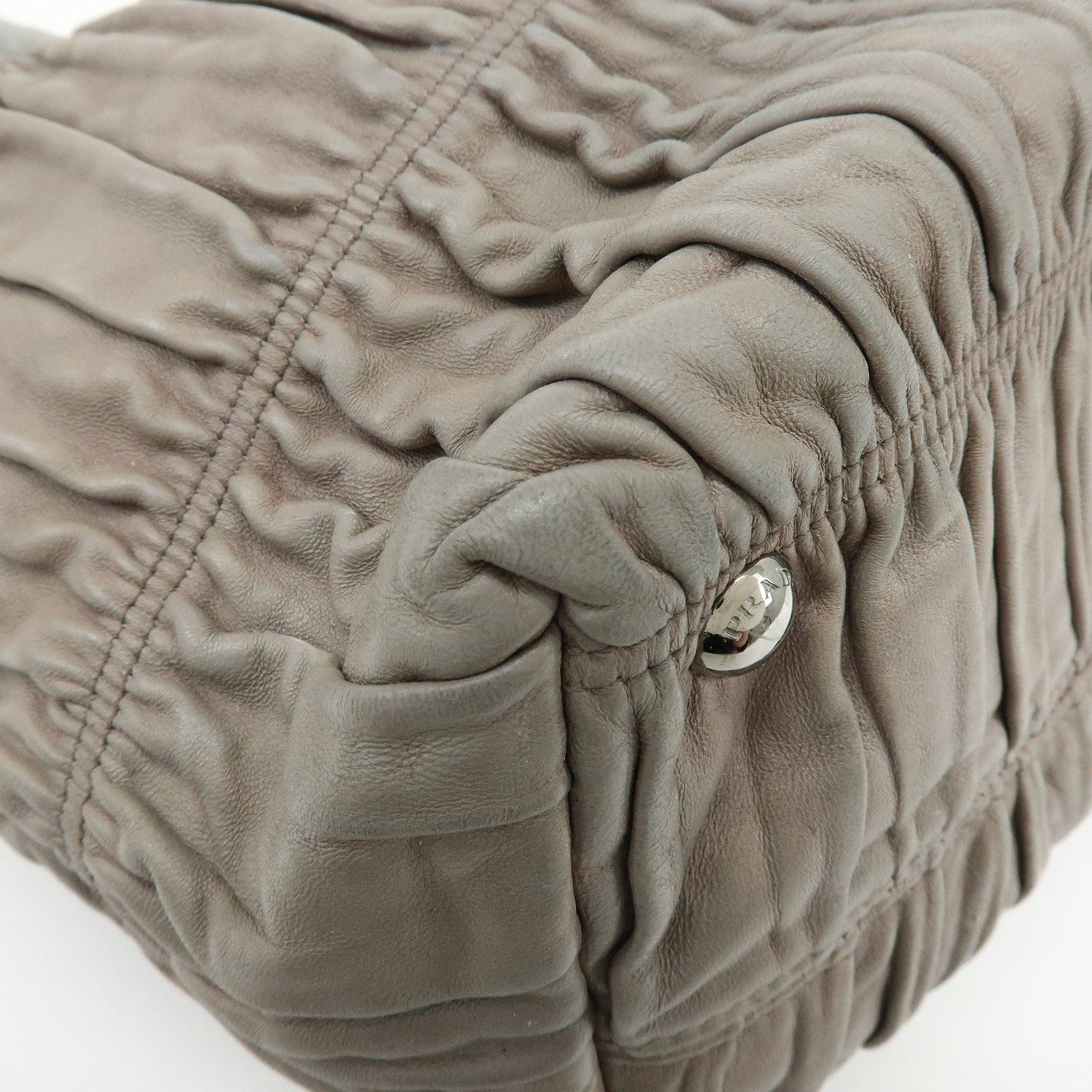 Prada Logo Leather 2Way Bag Hand Bag Shoulder Bag Gray【Pre-order】