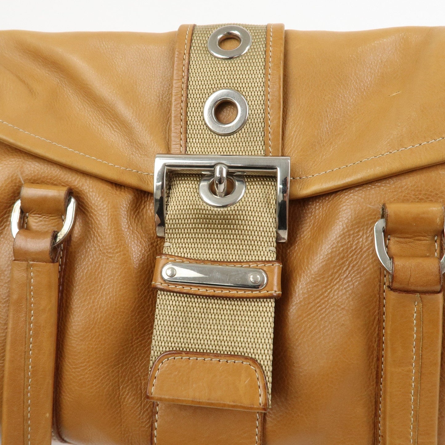 Prada Triangle Logo Leather Nylon Shoulder Bag Brown BR2418【Pre-order】