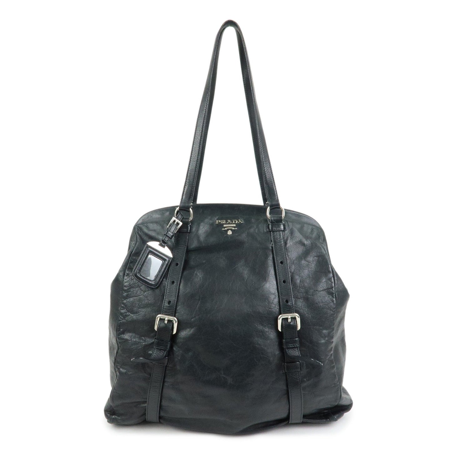Prada Logo Leather Shoulder Bag Tote Bag Black Silver【Pre-order】
