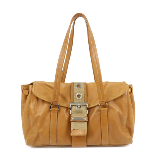 Prada Triangle Logo Leather Nylon Shoulder Bag Brown BR2418【Pre-order】