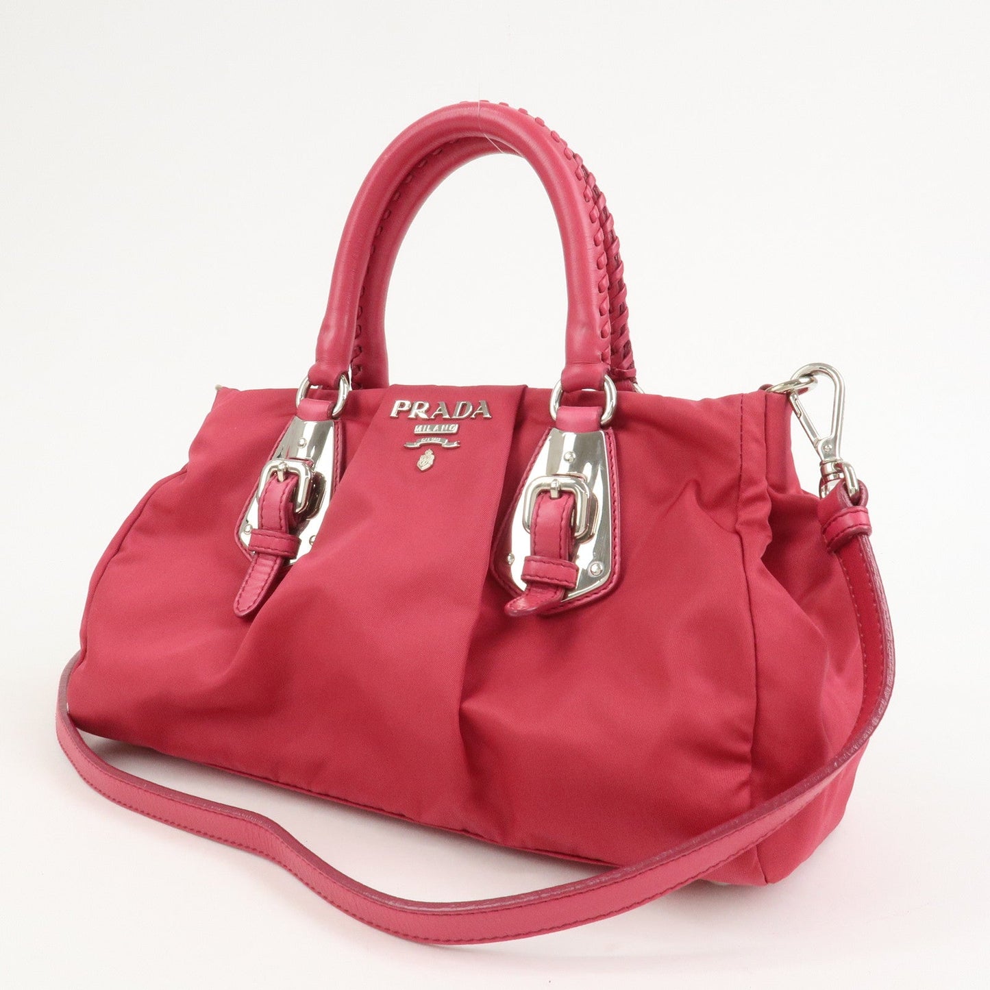 Prada Logo Nylon Leather 2Way Bag Hand Bag Shoulder Bag Pink【Pre-order】