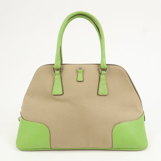 Prada Canvas Leather Tote Bag Hand Bag Beige Light Green BN0082【Pre-order】