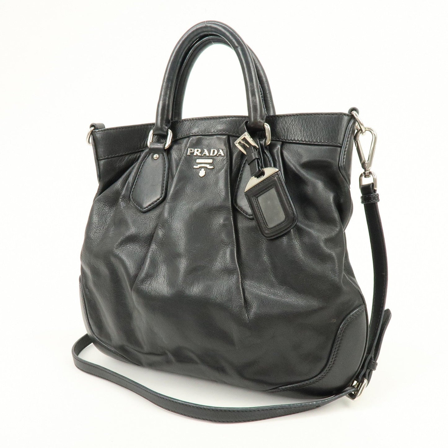 Prada Logo Leather 2Way Bag Hand Bag Shoulder Bag Black BN1226【Pre-order】