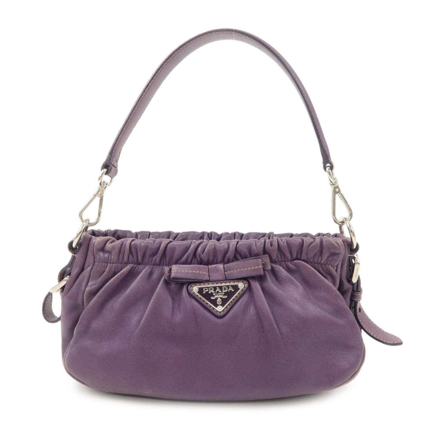 Prada Ribbon Leather Shoulder Bag Hand Bag Purple Used【Pre-order】