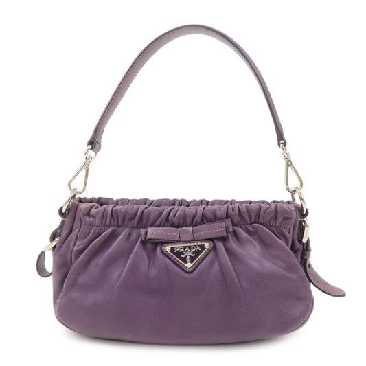 Prada Ribbon Leather Shoulder Bag Hand Bag Purple Used【Pre-order】