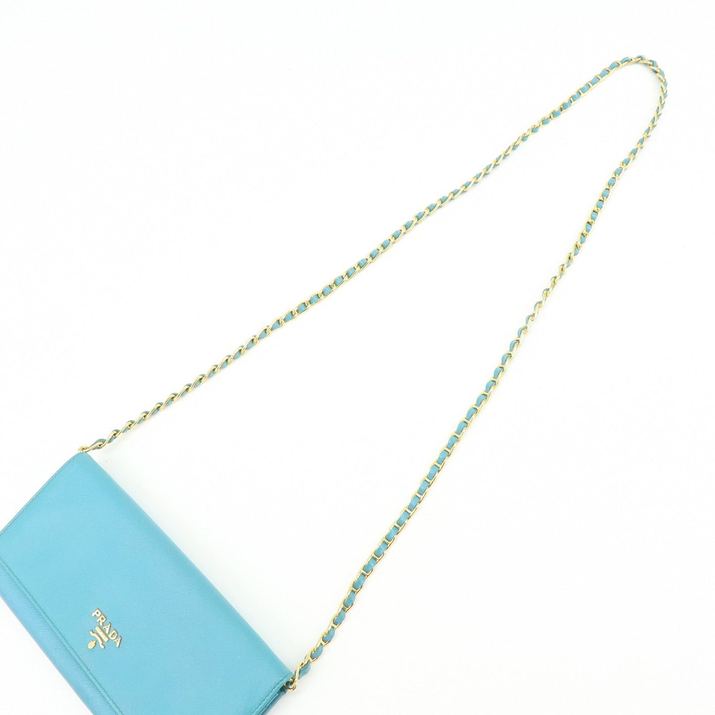 Prada Saffiano Leather Chain Wallet Shoulder Bag Blue 1M1290【Pre-order】