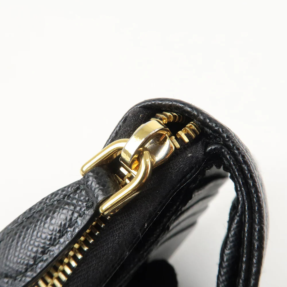 Prada Logo Leather Zip Around Bi-fold Wallet Black【Pre-order】
