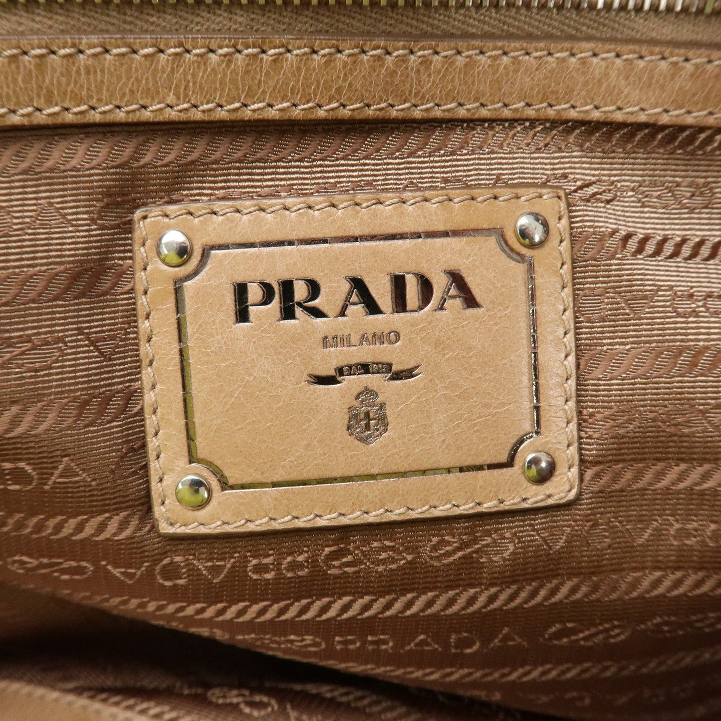 Prada Logo Leather 2Way Bag Tote Bag Shoulder Bag Beige BR4617 Used【Pre-order】