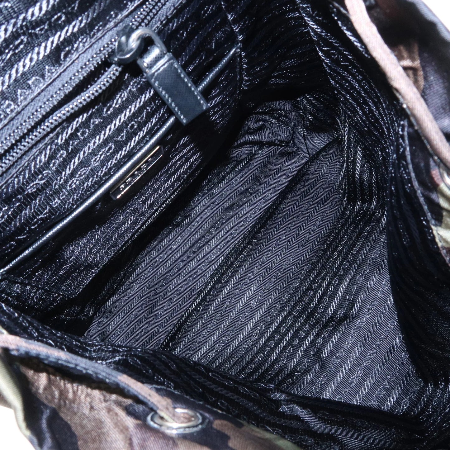 Prada Logo Nylon Leather Camouflage Back Pack Ruck Sack BZ0032 Used【Pre-order】