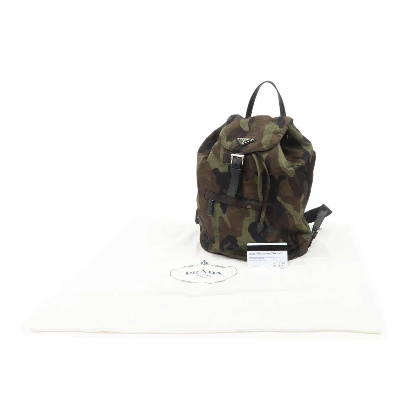 Prada Logo Nylon Leather Camouflage Back Pack Ruck Sack BZ0032 Used【Pre-order】