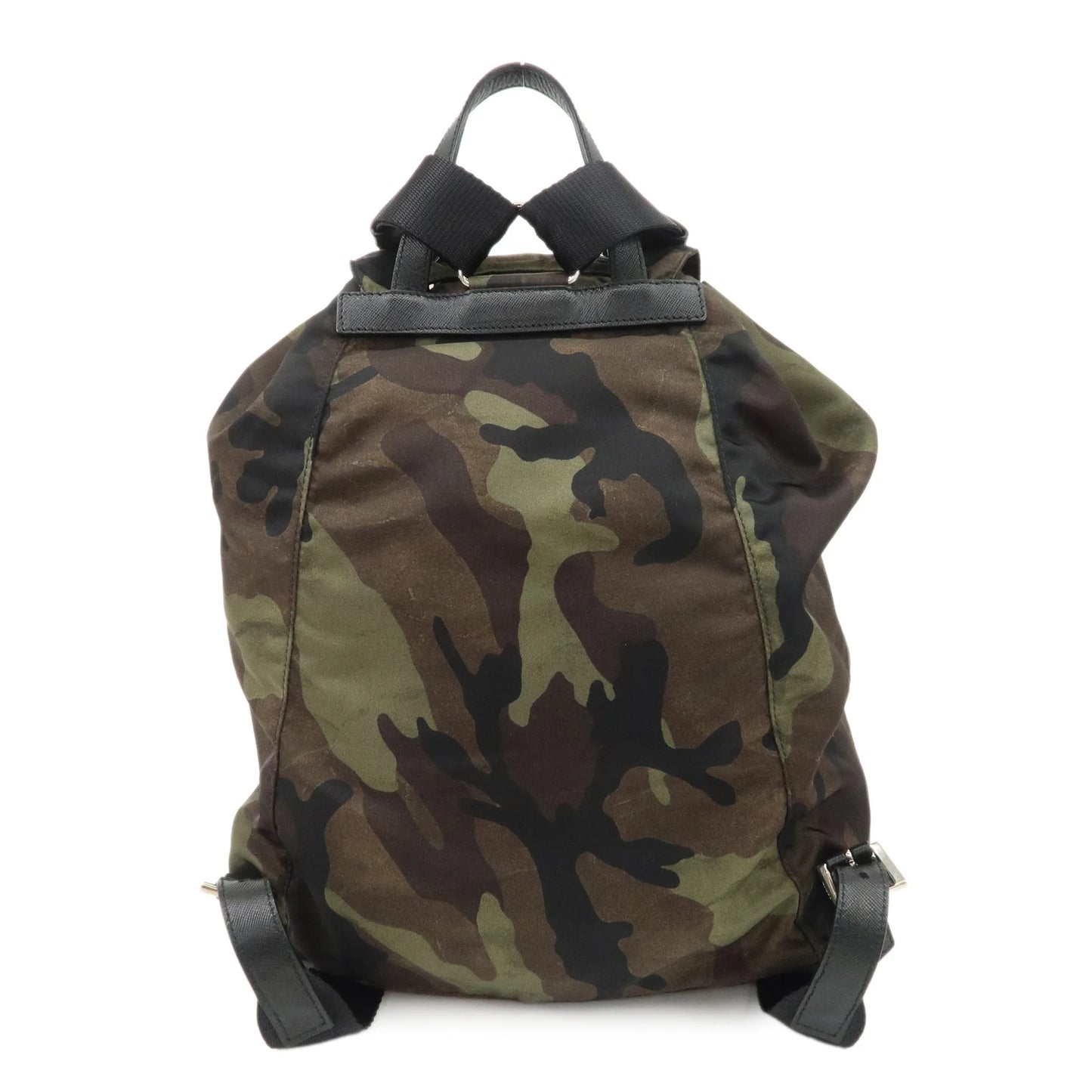 Prada Logo Nylon Leather Camouflage Back Pack Ruck Sack BZ0032 Used【Pre-order】