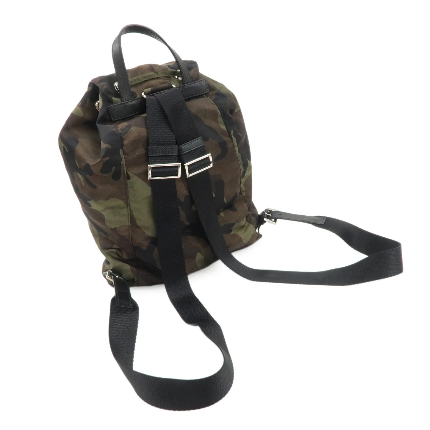 Prada Logo Nylon Leather Camouflage Back Pack Ruck Sack BZ0032 Used【Pre-order】