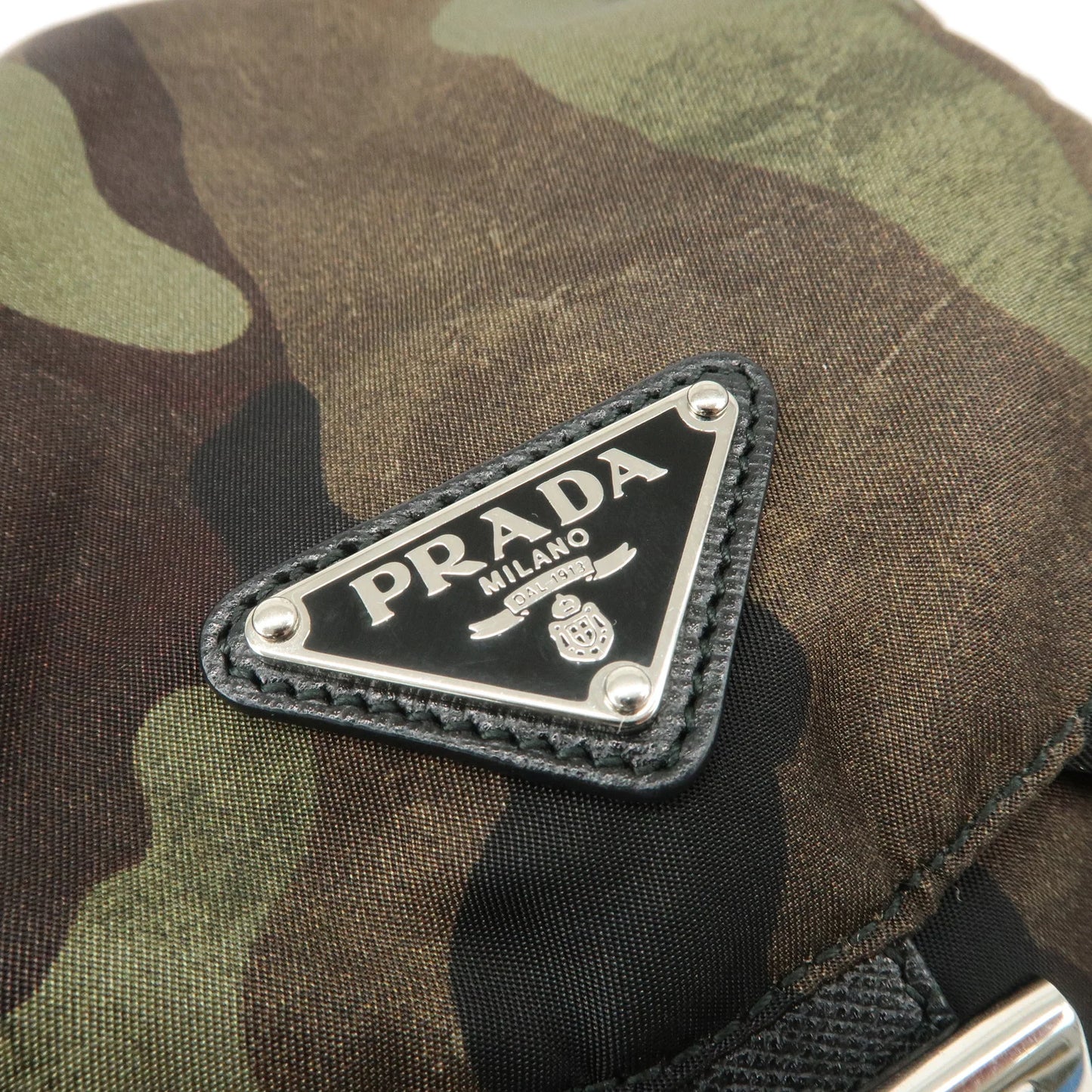 Prada Logo Nylon Leather Camouflage Back Pack Ruck Sack BZ0032 Used【Pre-order】