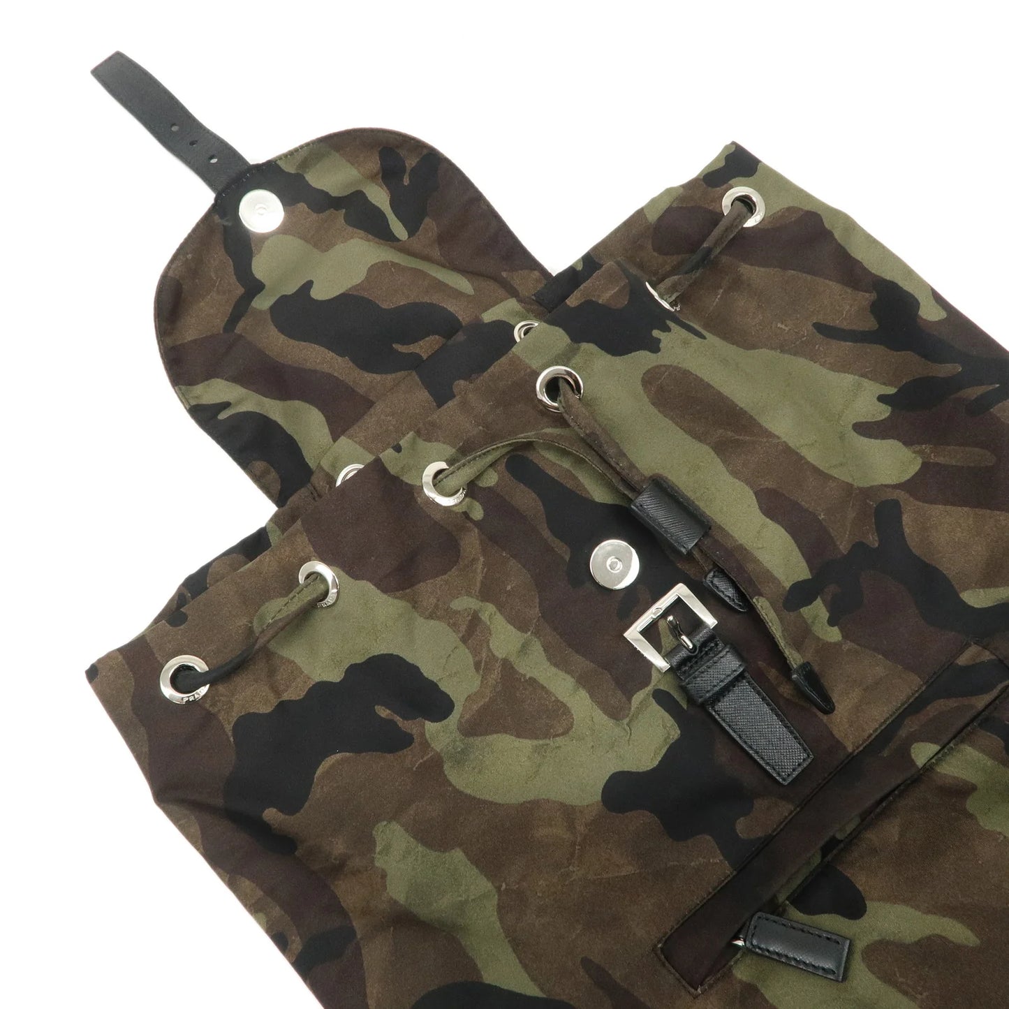 Prada Logo Nylon Leather Camouflage Back Pack Ruck Sack BZ0032 Used【Pre-order】