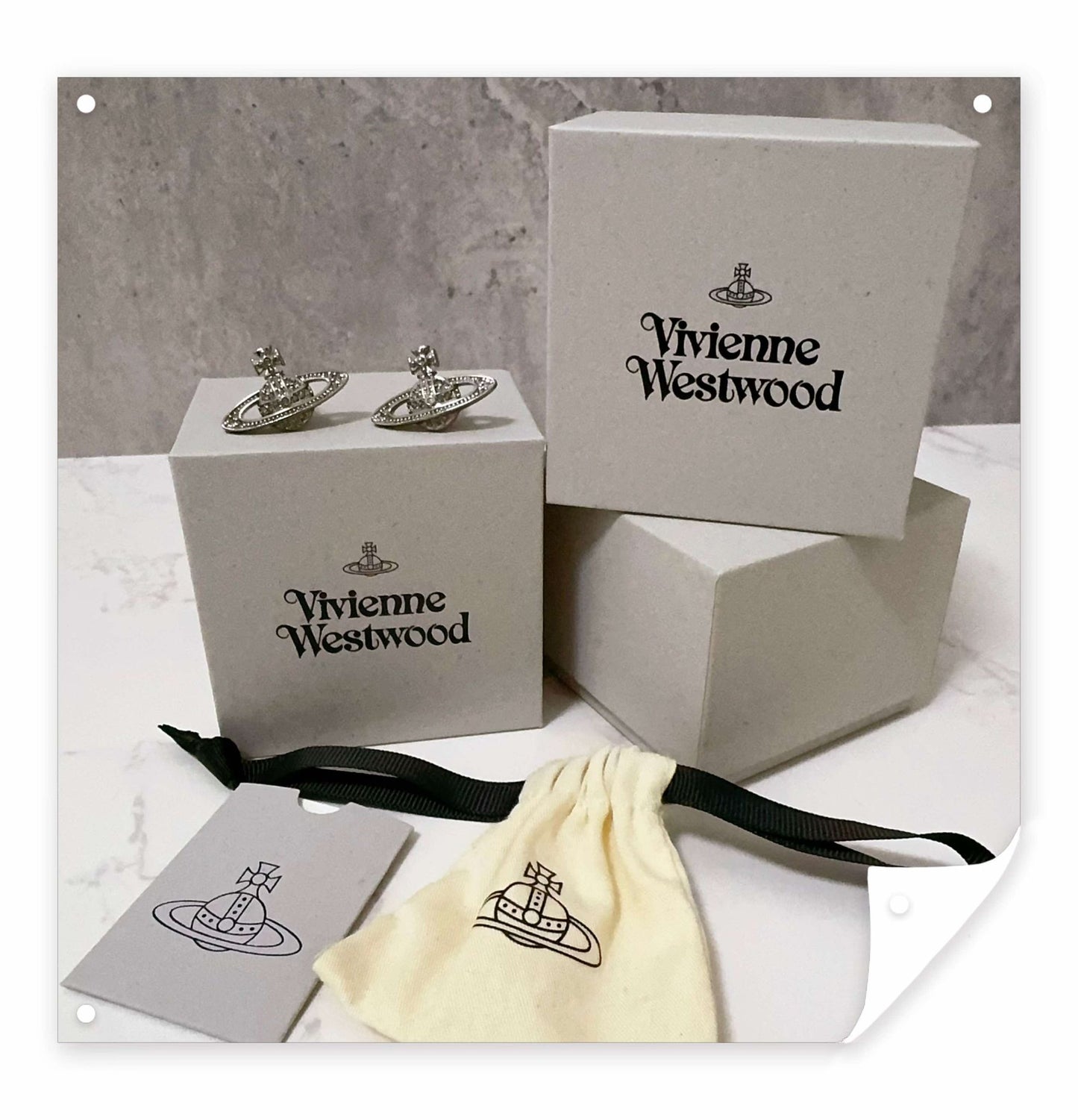 Vivienne Westwood 銀色土星閃石耳環