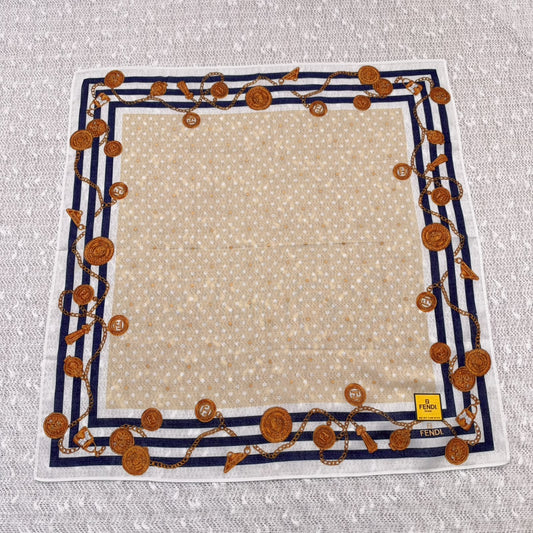 Fendi經典金幣鎖鏈印花絲巾