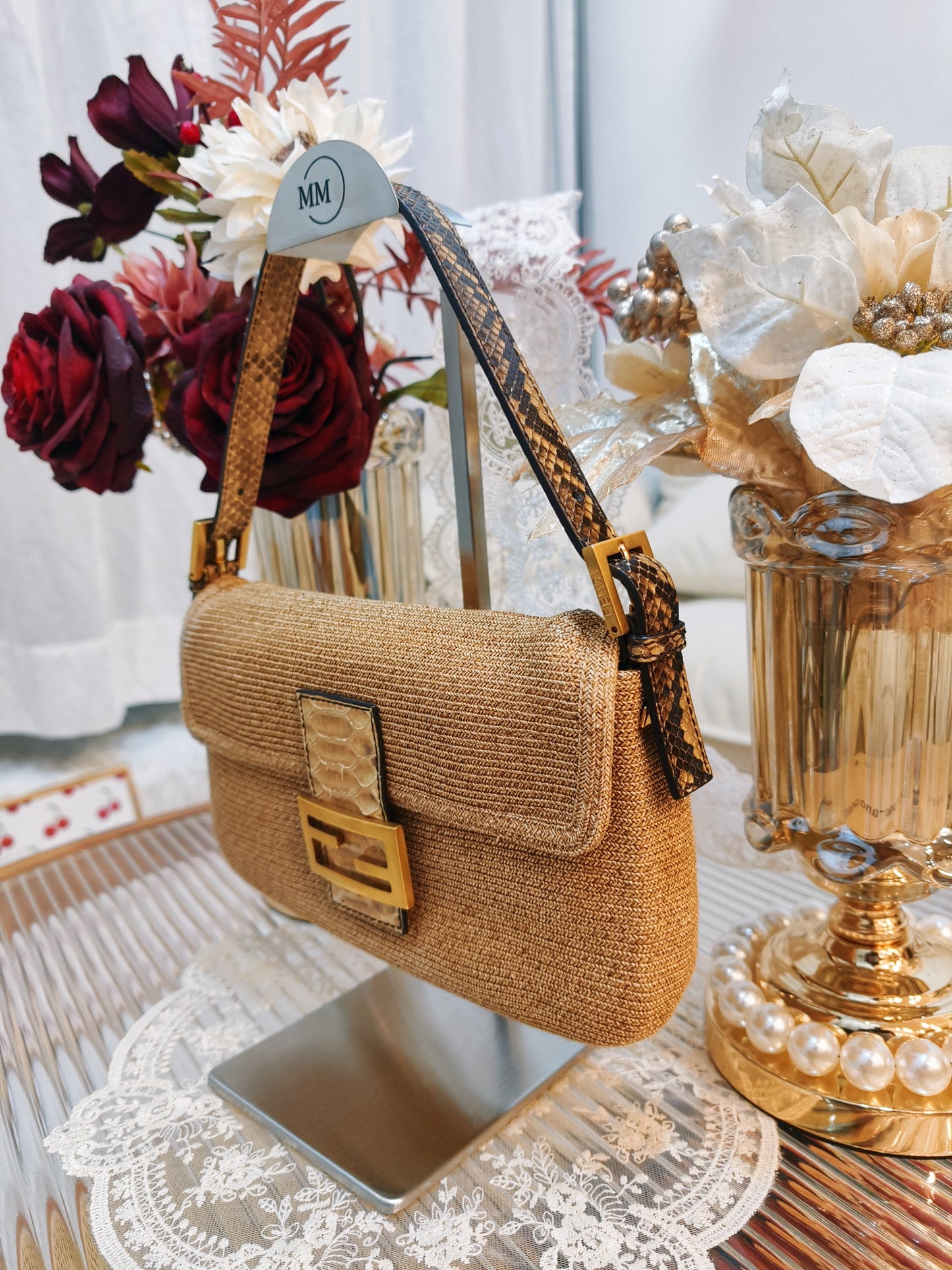 Fendi 草織蛇皮法棍