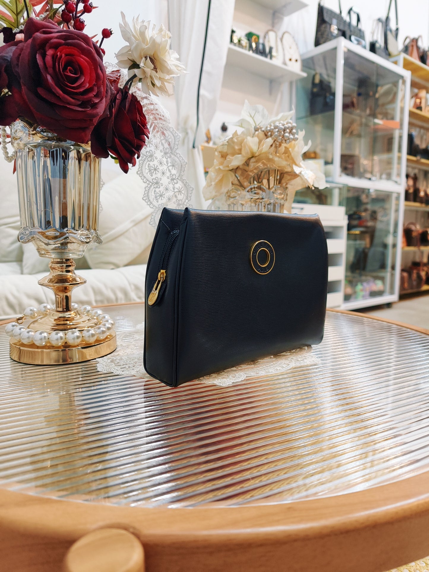 Celine Leather Pouch 黑金圓環 雲朵