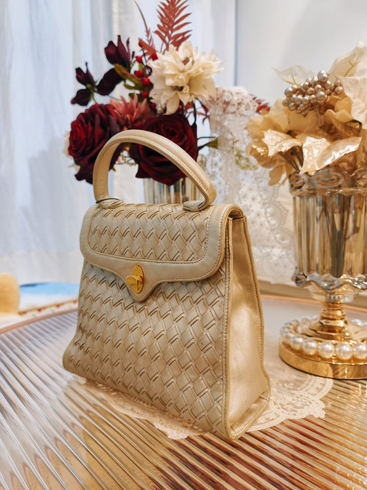 Bally 編織手提袋 (香檳金)