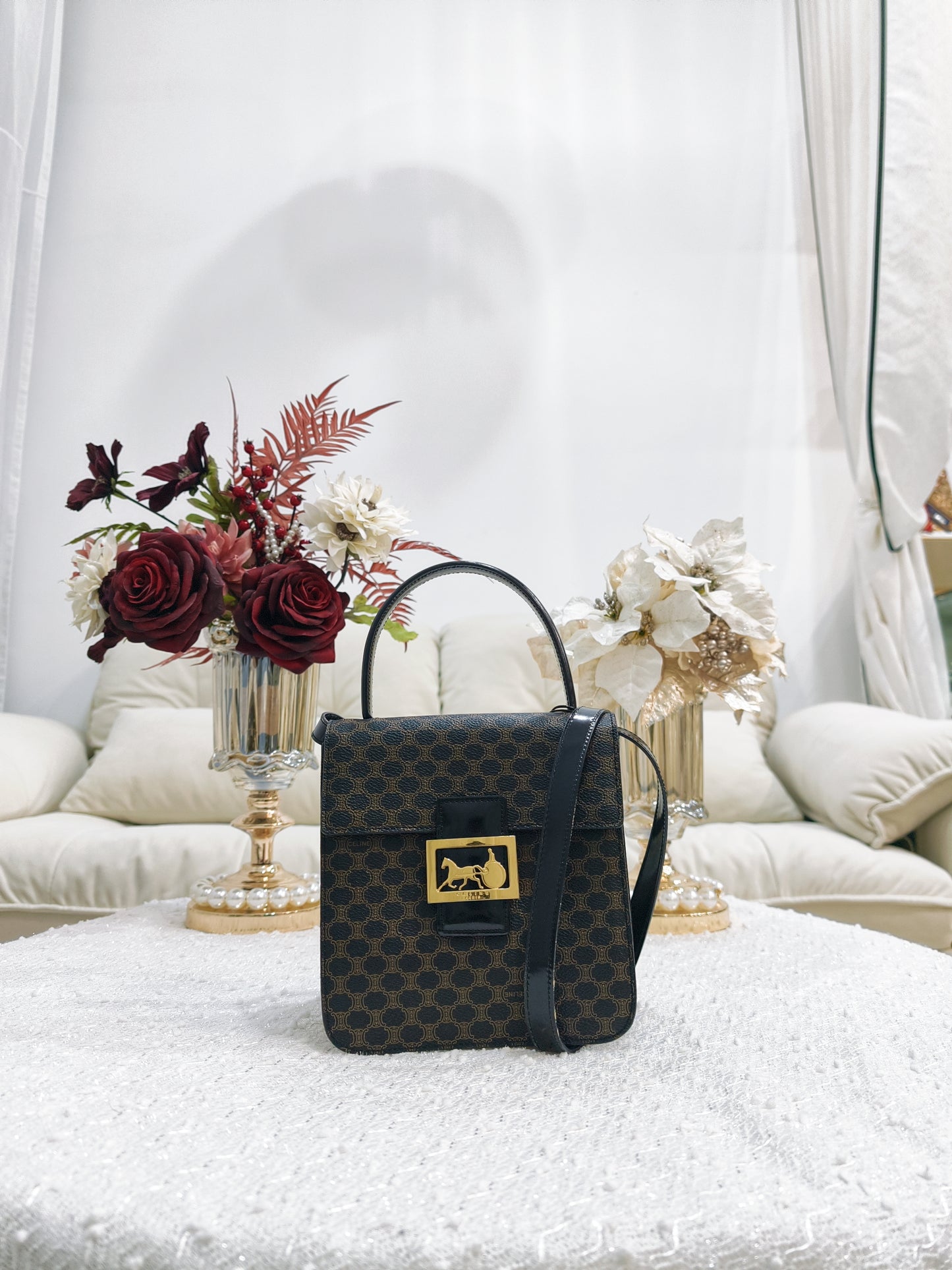 Celine Macadam 2 Way Bag 黑花馬車 **稀有**
