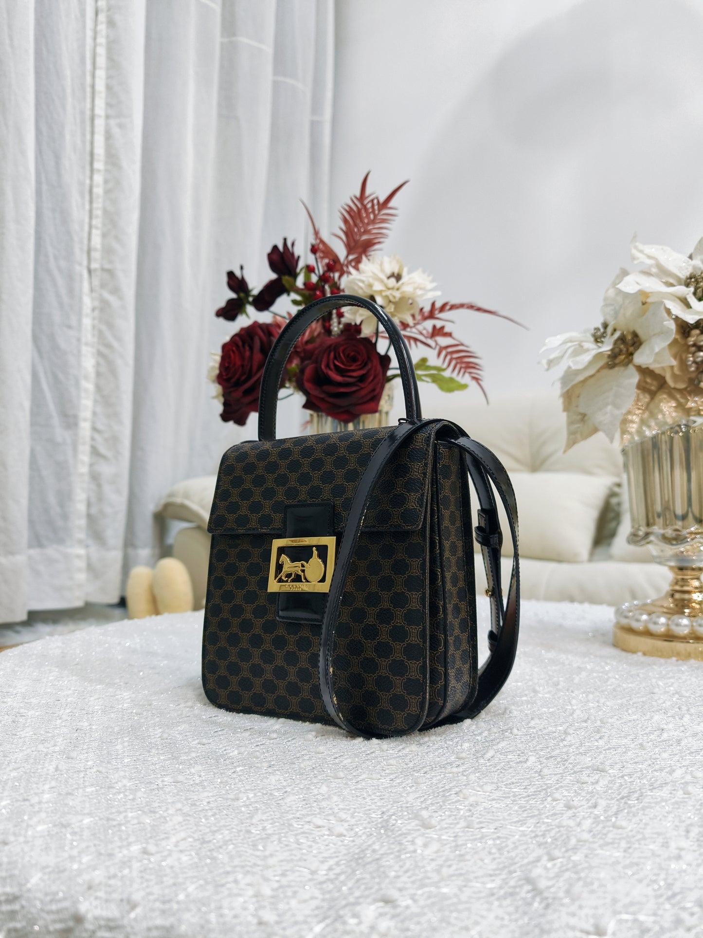 Celine Macadam 2 Way Bag 黑花馬車 **稀有**