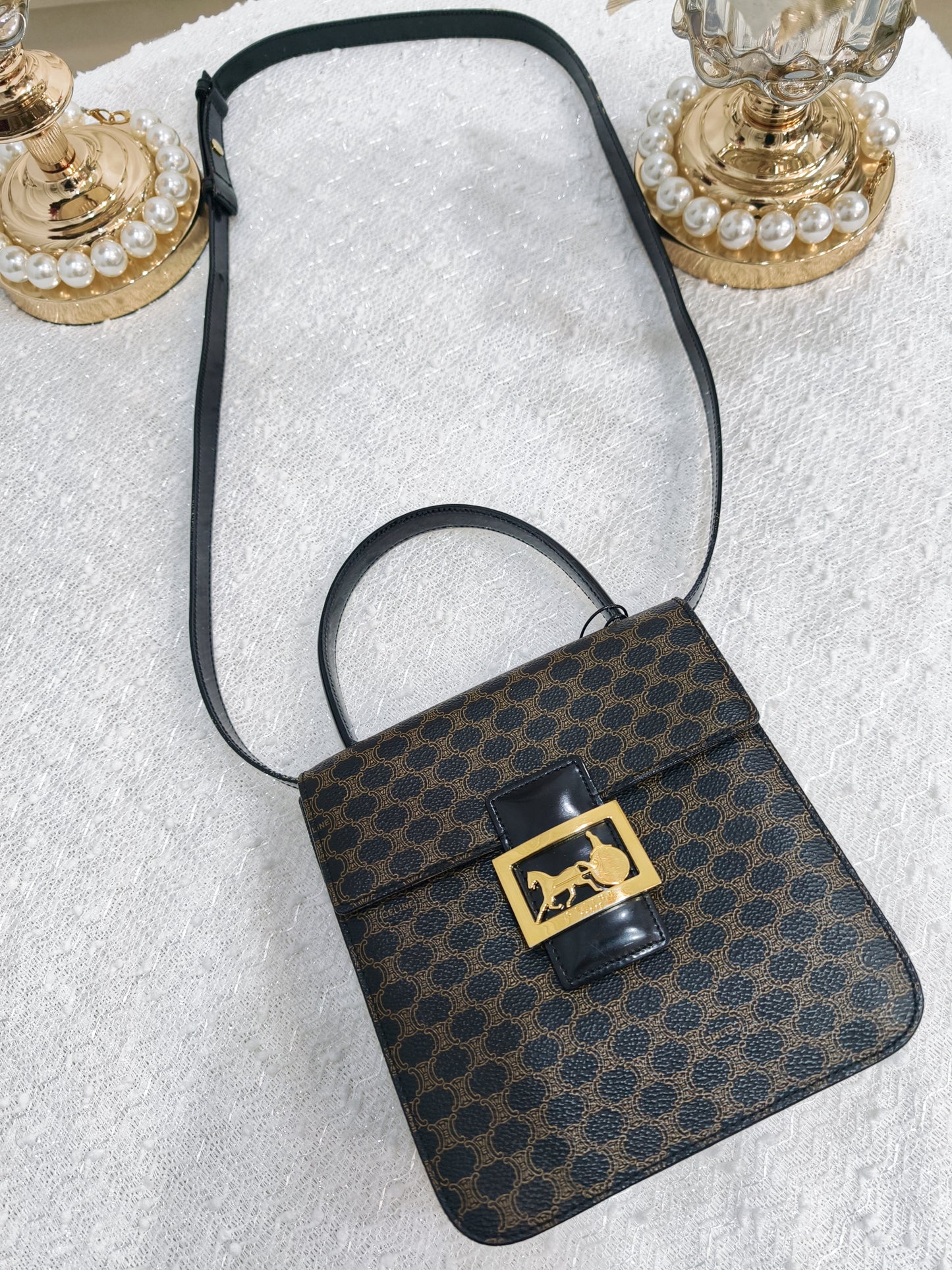 Celine Macadam 2 Way Bag 黑花馬車 **稀有**