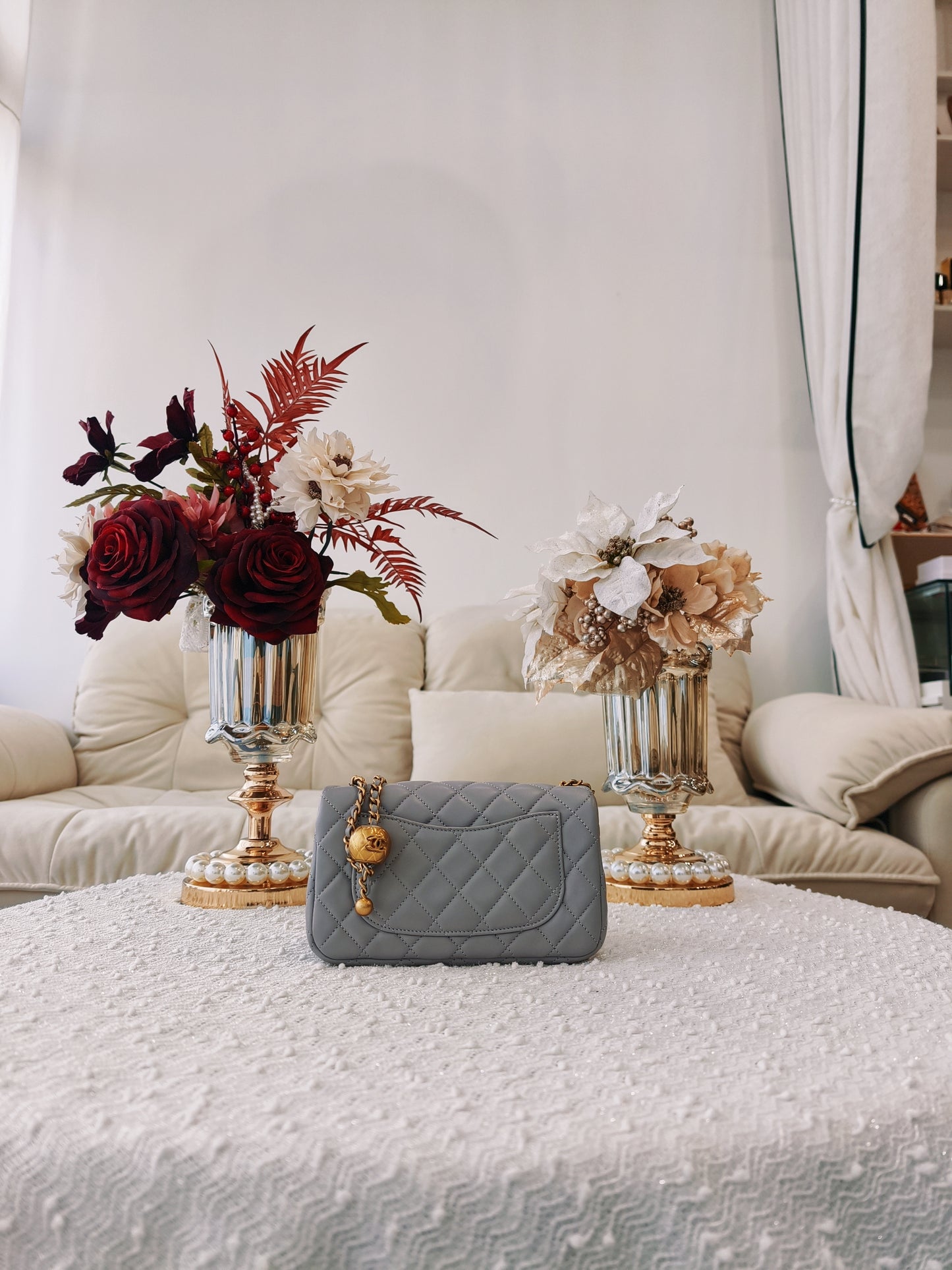 Chanel 灰金小金球大Mini